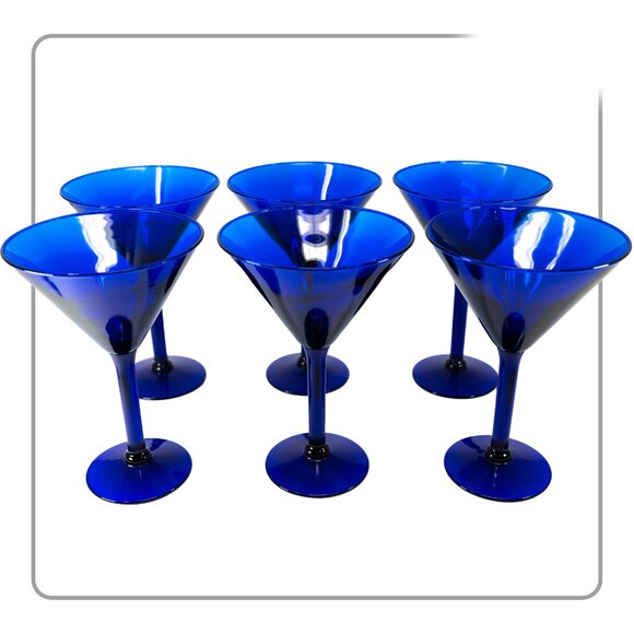 Cobalt Blue Martini Glass Stemware (set of 6) - Picture 3 of 3
